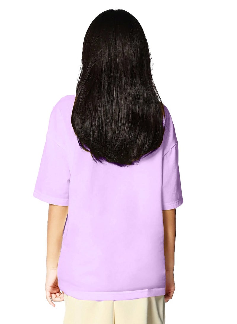 Nileton Oversized T- Shirt for Girls & Teens - Cotton - Drop shoulder Half Sleeves Top For Kids - Loose Top Tees  - Image 3