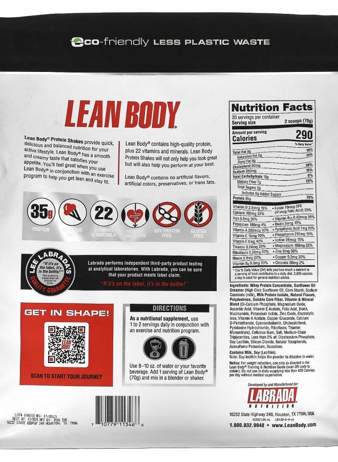 LABRADA مشروب بروتين ليان بودي بنكهة الفانيليا 4.63 رطل (2100 جرام) - Image 2