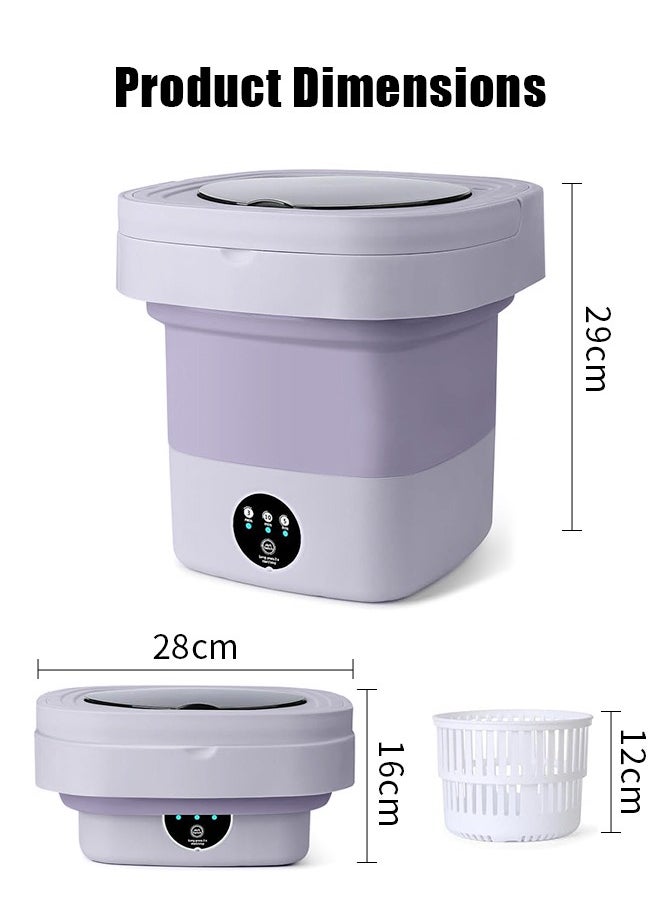 Snooe Mini Folding Washing Machine, 8L Portable Washing Machine with Drain Basket, for Apartment, Travel, Underwear, Personal, Kids  - Image 2