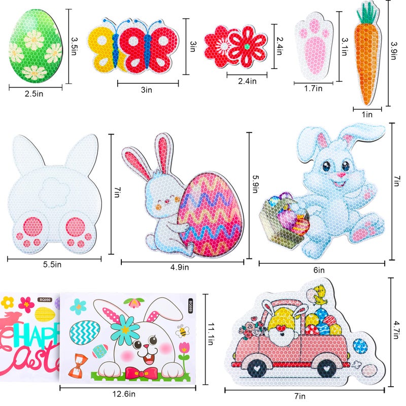 JULMELON 22 Pcs Happy Easter Magnet Set - Bunny Egg Magnet Stickers for Party Decor, Car, Garage, Mailbox, Refrigerator Magnets or Decorations - Image 2