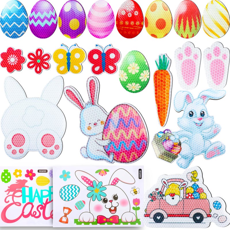 JULMELON 22 Pcs Happy Easter Magnet Set - Bunny Egg Magnet Stickers for Party Decor, Car, Garage, Mailbox, Refrigerator Magnets or Decorations - Image 1