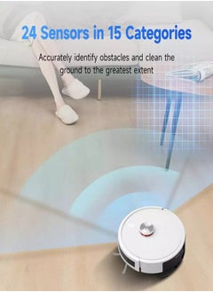 Lydsto Robot Vacuum Cleaner and Mop 3 in 1 With Laser Navigation and Automatic Dust Collection,3000Pa Suction & Advanced Smart Sensor for Hard Floors Pet Hair Carpets - White  - Image 4