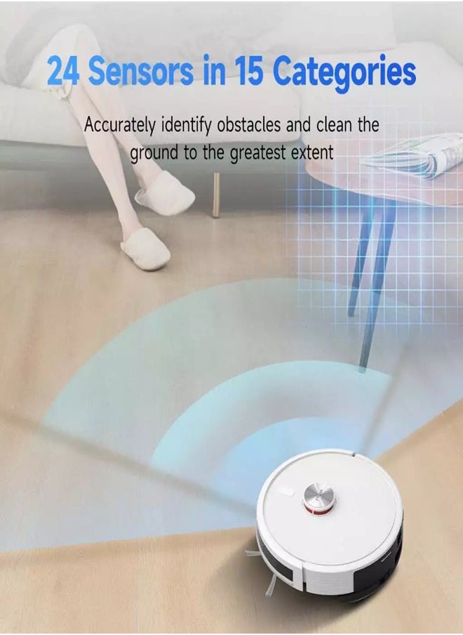 Lydsto Robot Vacuum Cleaner and Mop 3 in 1 With Laser Navigation and Automatic Dust Collection,3000Pa Suction & Advanced Smart Sensor for Hard Floors Pet Hair Carpets - White  - Image 4