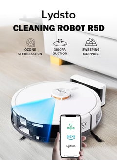Lydsto Robot Vacuum Cleaner and Mop 3 in 1 With Laser Navigation and Automatic Dust Collection,3000Pa Suction & Advanced Smart Sensor for Hard Floors Pet Hair Carpets - White  - Image 1