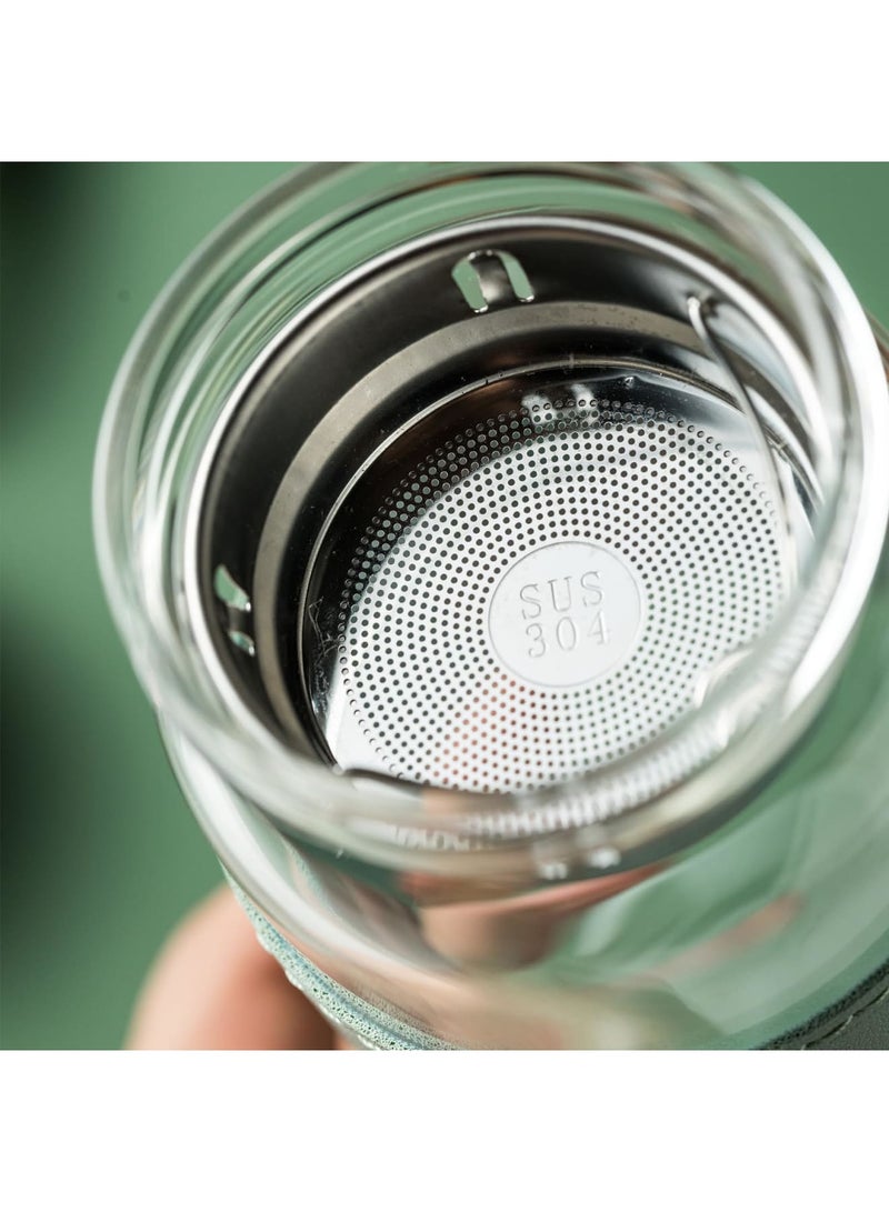 SYOSI Glass Water Bottle, 16 oz Borosilicate Glass Tea Bottle with Non-Slip Holster, Stainless Tea Infuser, Leak Proof Lid - Portable Glass Water Bottle for Gym, School, Office, Car, Home, As a Gift (Blue) - Image 3