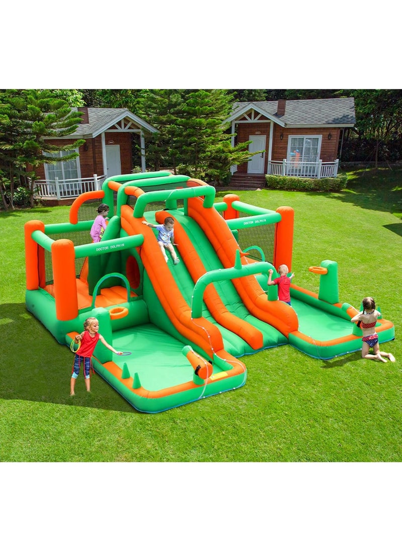 GT-Wheel Inflatable Twin Water Slide With Bouncer and Tunnel for Kids Outdoor Play  - Image 1