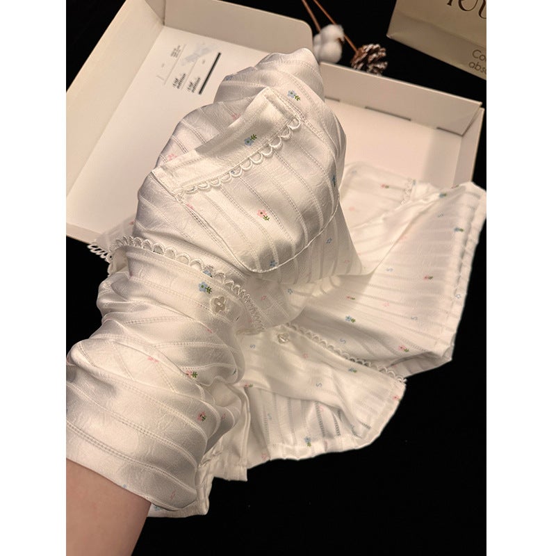 Long-sleeved Ice Silk Pajama Set for Women - Image 1
