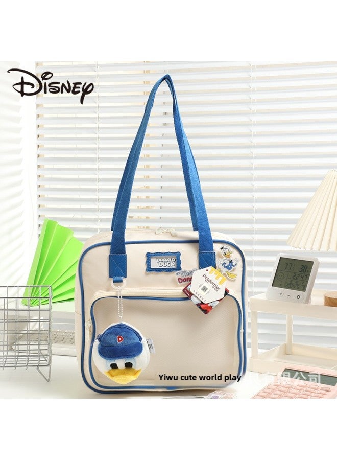 Disney Genuine Strawberry Bear Qiqi Winnie Bear Donald Duck Cartoon Animation Large Capacity Shoulder Bag Spring And Summer Bag-Specifications:Genuine Authorization + Anti-counterfeiting Label-Color:Disney Donald Duck Is Awesome. Drying Baby Bag [30*9*28cm]  - Image 1