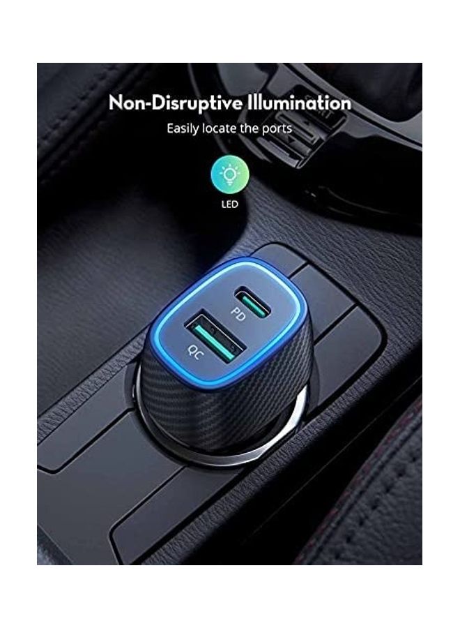 RAVPOWER Dual Port QC 24W With PD 36W Car Charger Black - Image 4