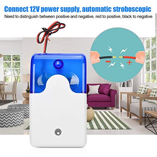 Tangxi 12V Wired Strobe Siren, 110dB Wired Indoor Audible and Aisual Siren Sound Alarm for Home Security Alarm System, Blue - Image 4