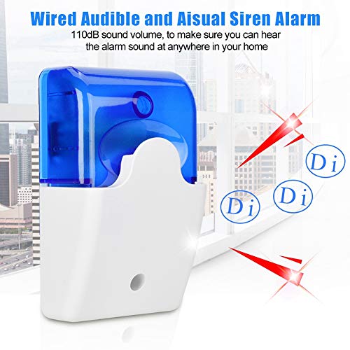 Tangxi 12V Wired Strobe Siren, 110dB Wired Indoor Audible and Aisual Siren Sound Alarm for Home Security Alarm System, Blue - Image 2