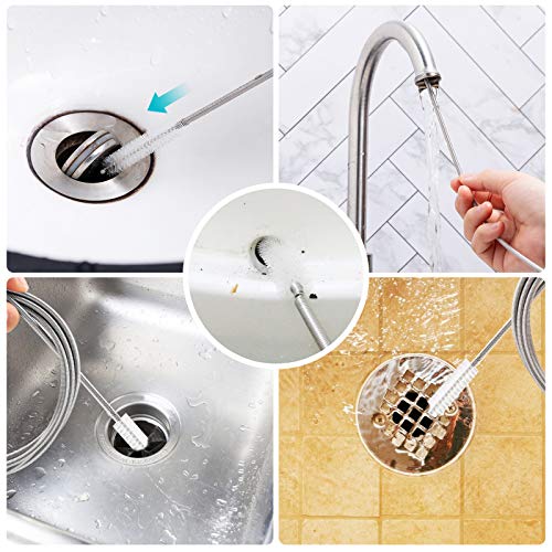RayTour Extra-Thick Drain Brush with Stronger Spring 61-Inch Stainless Steel and Nylon Pipe Cleaner for Flexible, Curved & Slim Holes, Stronger Spring Version - Image 4