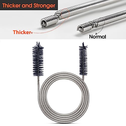 RayTour Extra-Thick Drain Brush with Stronger Spring 61-Inch Stainless Steel and Nylon Pipe Cleaner for Flexible, Curved & Slim Holes, Stronger Spring Version - Image 5