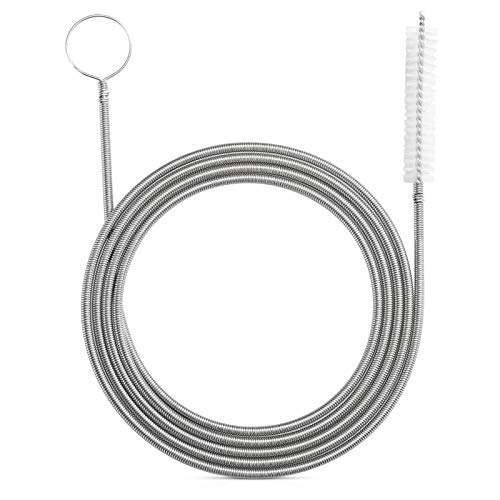 RayTour Extra-Thick Drain Brush with Stronger Spring 61-Inch Stainless Steel and Nylon Pipe Cleaner for Flexible, Curved & Slim Holes, Stronger Spring Version - Image 1