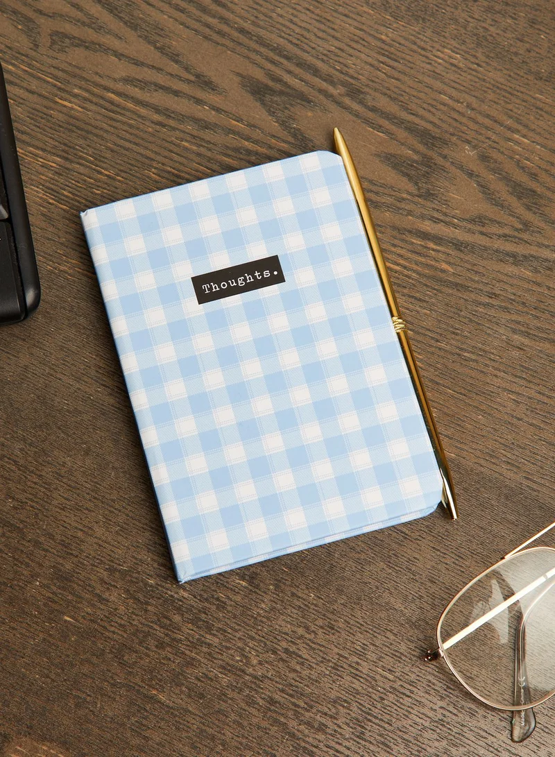 Back to school kit A6 Notebook Pen - Blue Check