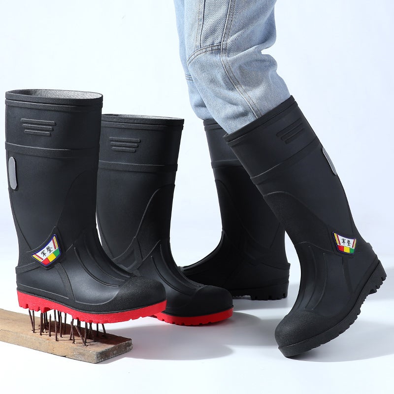 New Steel Toe And Steel Sole Men'S Rain Boots Anti-Smashing And Anti-Puncture Wear Steel Toe Safety Rain Boots High Tube Heat Insulation Welder'S Water Shoes - Image 3