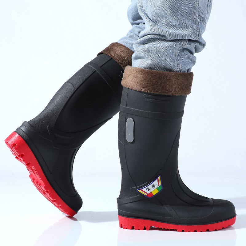 New Steel Toe And Steel Sole Men'S Rain Boots Anti-Smashing And Anti-Puncture Wear Steel Toe Safety Rain Boots High Tube Heat Insulation Welder'S Water Shoes - Image 4
