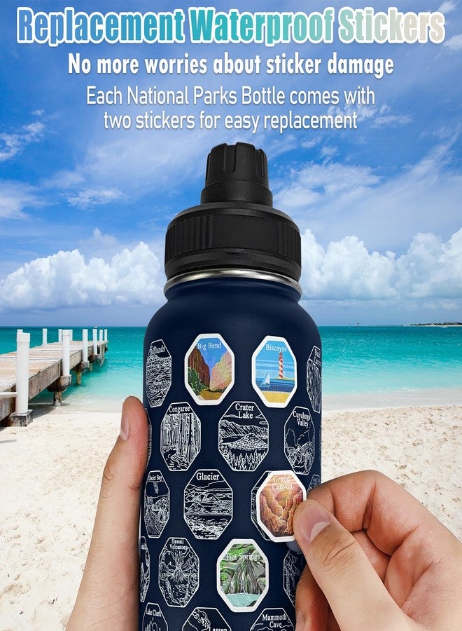 XccMe National Parks Water Bottle with Stickers,32 oz Stainless Steel Insulated Water Bottle with Straw,2 Lids,Leak Proof Metal Water Cup for Hiking,Travel,Sports,Camping,Wide Mouth Bottle - Image 4