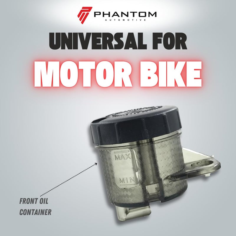 PHANTOM غطاء خزان سائل الفرامل و أسطوانة الماستر للدراجة النارية PHANTOM Premium العالمية | استبدال خزان زيت الفرامل ABS PC | متوافق مع جميع الدراجات (أسود V1.0) - Image 3