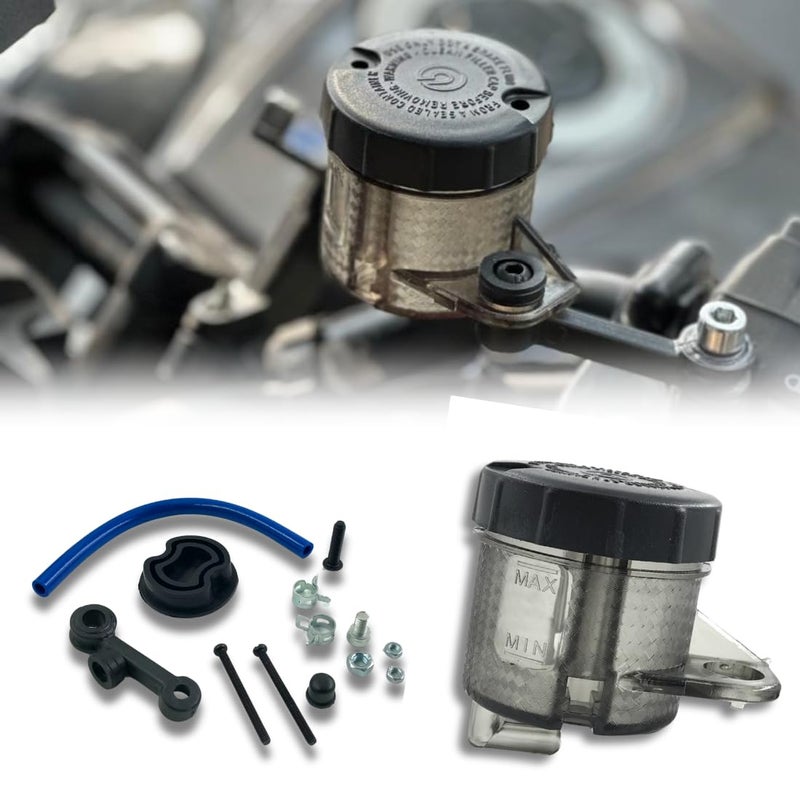 PHANTOM غطاء خزان سائل الفرامل و أسطوانة الماستر للدراجة النارية PHANTOM Premium العالمية | استبدال خزان زيت الفرامل ABS PC | متوافق مع جميع الدراجات (أسود V1.0) - Image 1