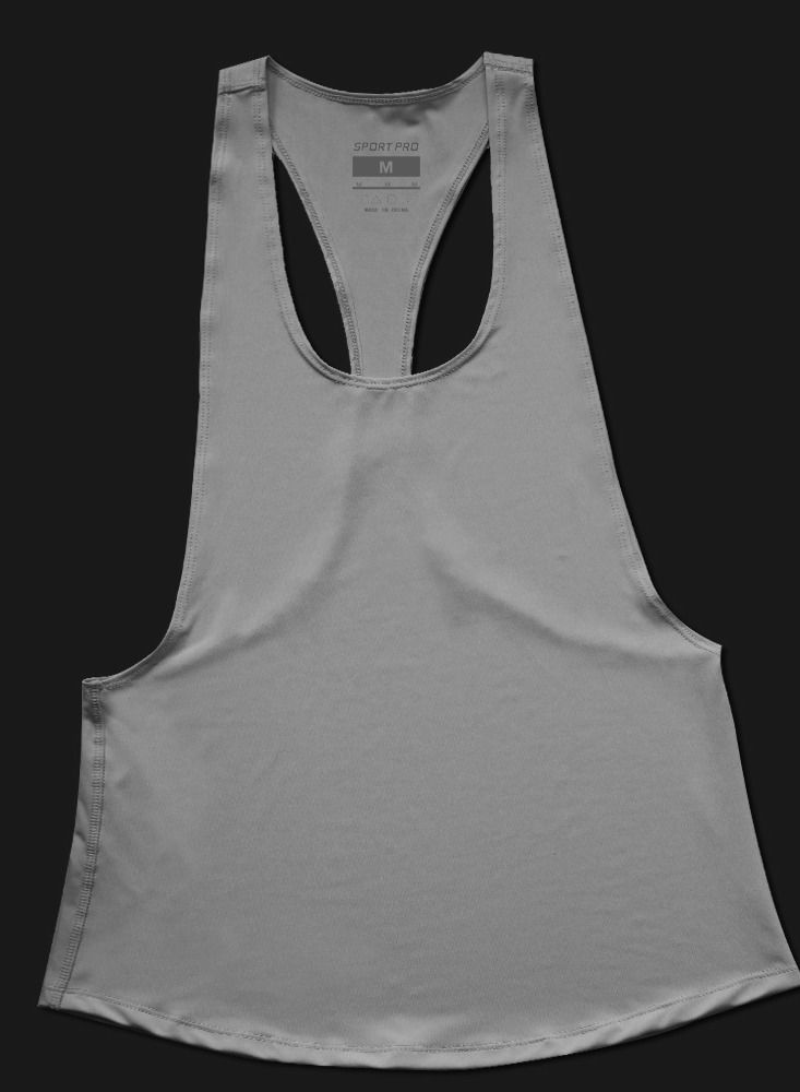 Loquat Sports Fitness Quick Drying Large Low Neck T-Shaped Sleeveless Vest Grey