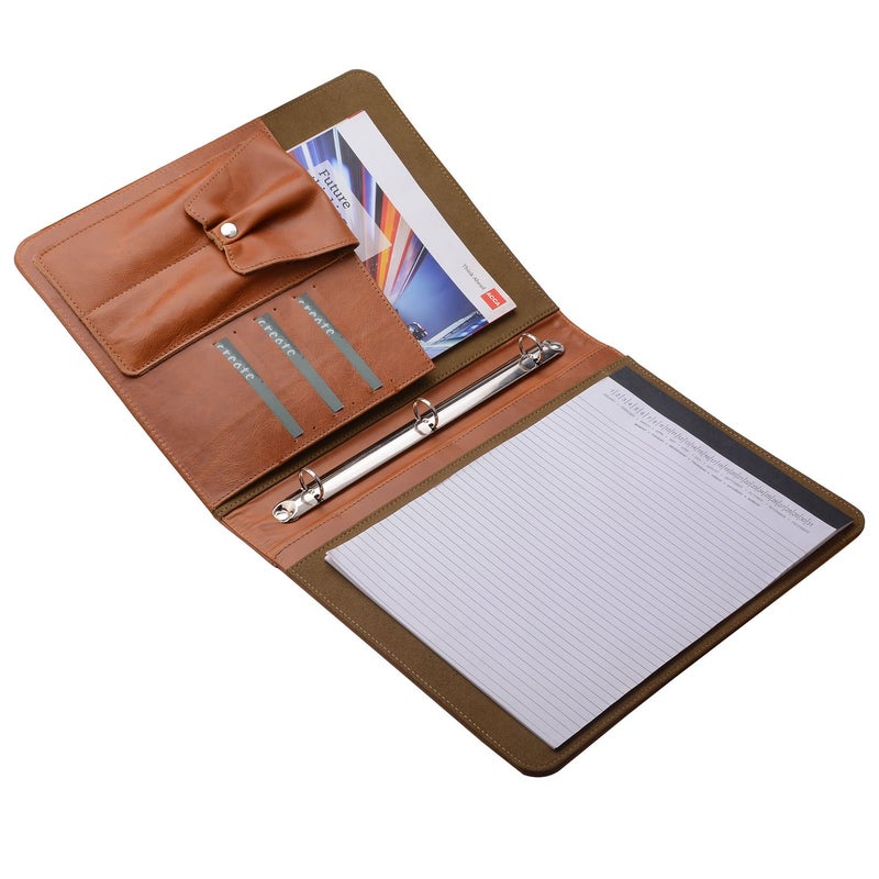 XIAOZHI Leather Padfolio with 3 Ring Binder, Organizer Binder Folder Portfolio for A4 Notepad Notebook Documents - Image 5