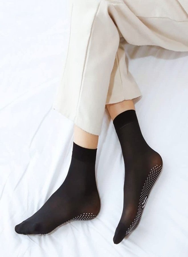 جلامورستار جوارب قصيرة للكاحل من Glamorstar للنساء، 6 أزواج، جوارب شفافة ناعمة بنعال قطنية مانعة للانزلاق، لون أسود - Image 3