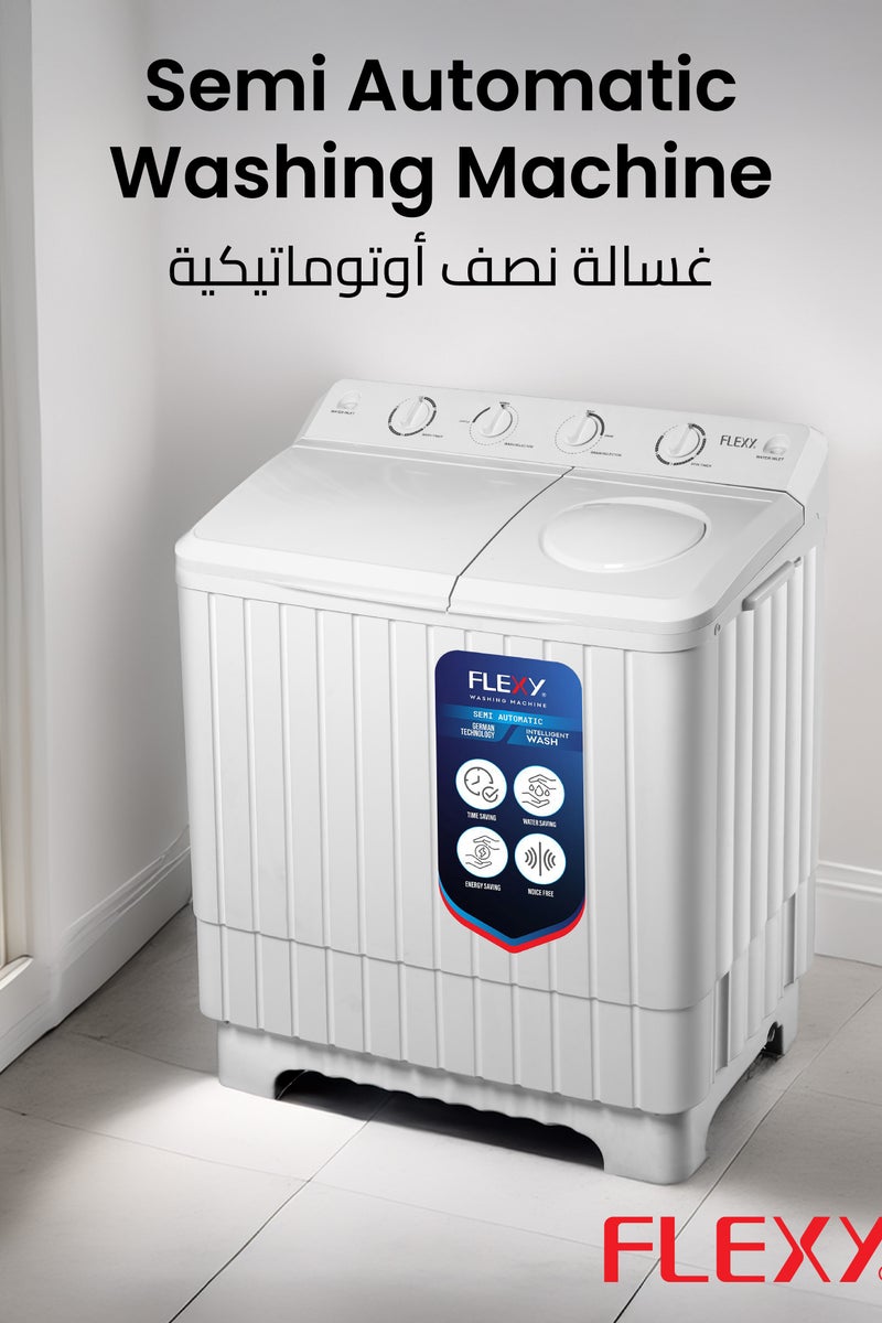 Flexy 10KG Semi Automatic Washing Machine with 2 Wash Programs, German Technology, Turbo Clean, Energy & Water Saving, Noise-Free, 6KG Spin, 2-Year Warranty - Image 2