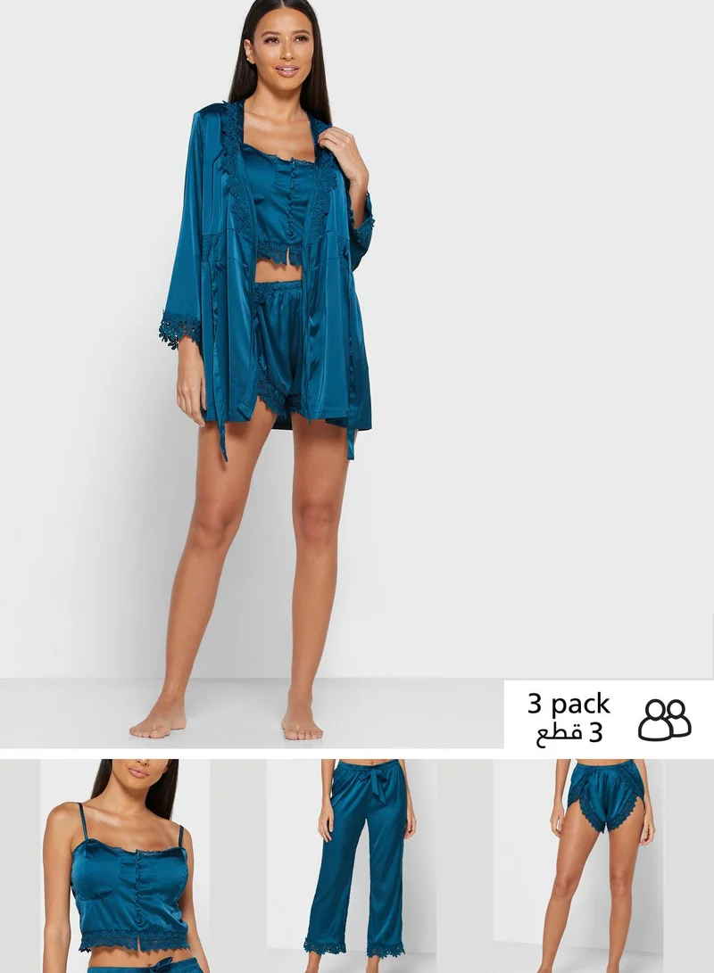 ELLA 4 In 1 Nightdress Robe Pyjama Shorts Set