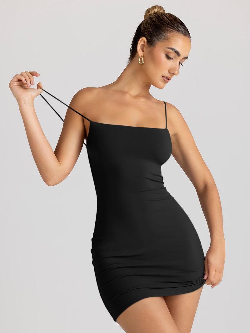 LILLUSORY Women's Mini Sexy Bodycon Dress 2026 Spring Fashion Summer Going Out Short Backless Party Club Dresses Beach Vacation Outfits Y2k Clothes Black S - Image 3