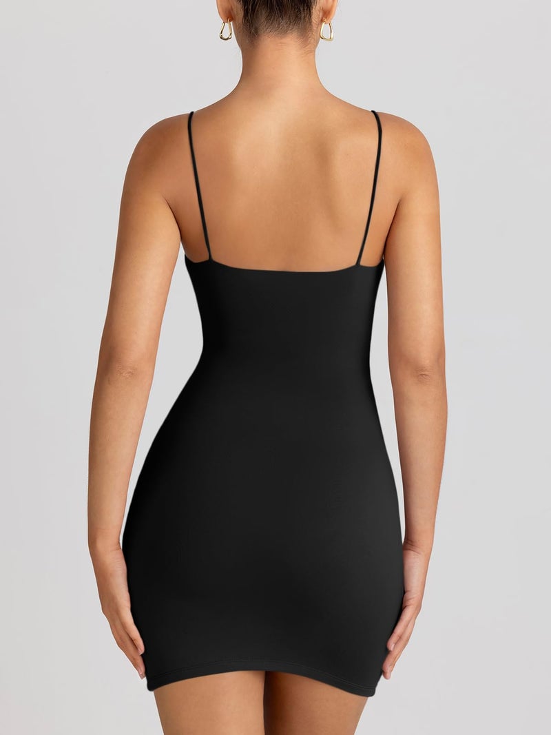 LILLUSORY Women's Mini Sexy Bodycon Dress 2026 Spring Fashion Summer Going Out Short Backless Party Club Dresses Beach Vacation Outfits Y2k Clothes Black S - Image 2