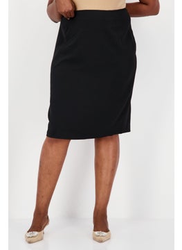 Kasper  Women Plus Size Plain Midi Skirt, Black  - Image 1
