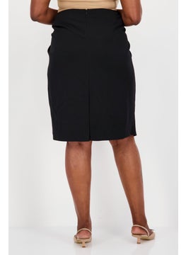 Kasper  Women Plus Size Plain Midi Skirt, Black  - Image 4