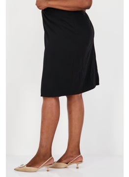 Kasper  Women Plus Size Plain Midi Skirt, Black  - Image 2
