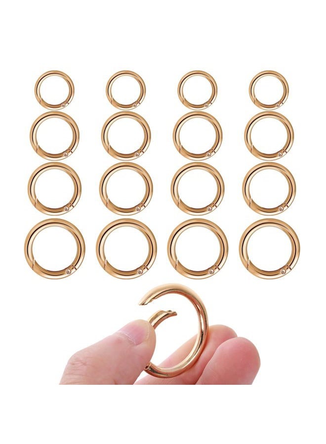 Yolev 16PCS Trigger Metal Spring O Rings Round Carabiner Clip Snap Trigger Spring Keyrings Buckle for Bag Purse Handbag Strap Craft Jewelry Making (Gold)  - Image 1