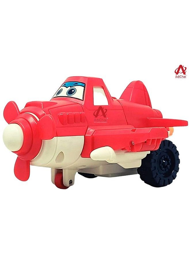 AdiChai - Airplane Pull Push Back Action Robot Airplane Toy For Kids Mini Airplane To Robot ; Toy For Kids And Children. (Random Color) Set Of1 Multi Color - Image 1