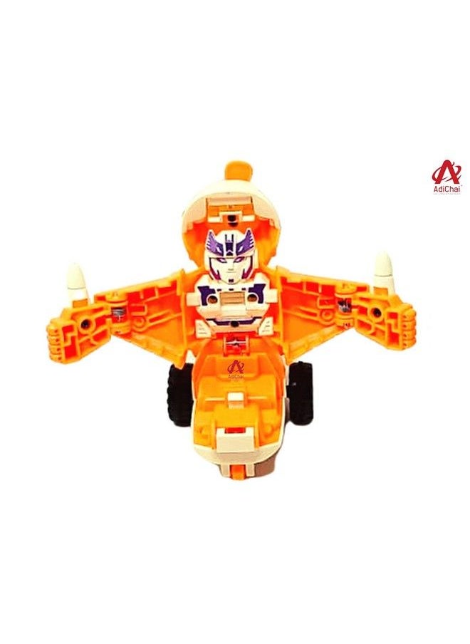 AdiChai - Airplane Pull Push Back Action Robot Airplane Toy For Kids Mini Airplane To Robot ; Toy For Kids And Children. (Random Color) Set Of1 Multi Color - Image 1