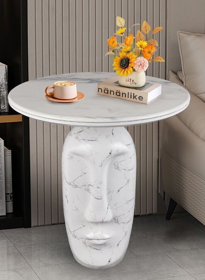رافين متعددة الأغراض استخدام الفاخرة الوجه النحت قاعدة تصميم طاولة جانبية 3 سم سميكة الراتنج منضدية طاولة القهوة طاولة مركزية لغرفة المعيشة المنزل مكتب 50x57 سم - Image 1