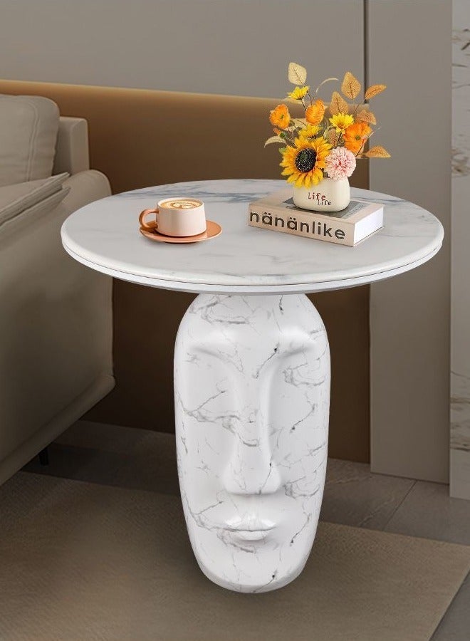 رافين متعددة الأغراض استخدام الفاخرة الوجه النحت قاعدة تصميم طاولة جانبية 3 سم سميكة الراتنج منضدية طاولة القهوة طاولة مركزية لغرفة المعيشة المنزل مكتب 50x57 سم - Image 3