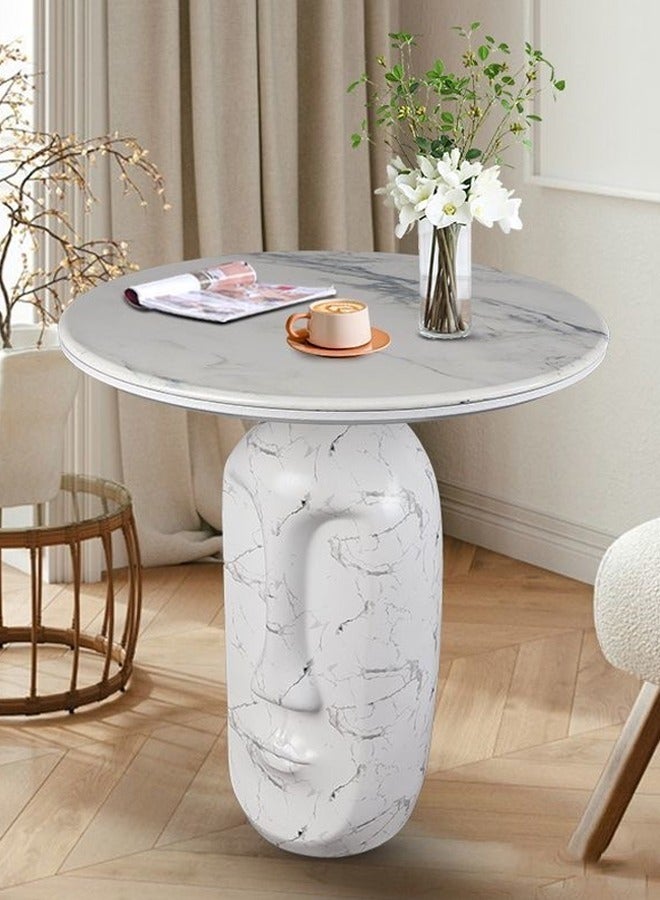 رافين متعددة الأغراض استخدام الفاخرة الوجه النحت قاعدة تصميم طاولة جانبية 3 سم سميكة الراتنج منضدية طاولة القهوة طاولة مركزية لغرفة المعيشة المنزل مكتب 50x57 سم - Image 2