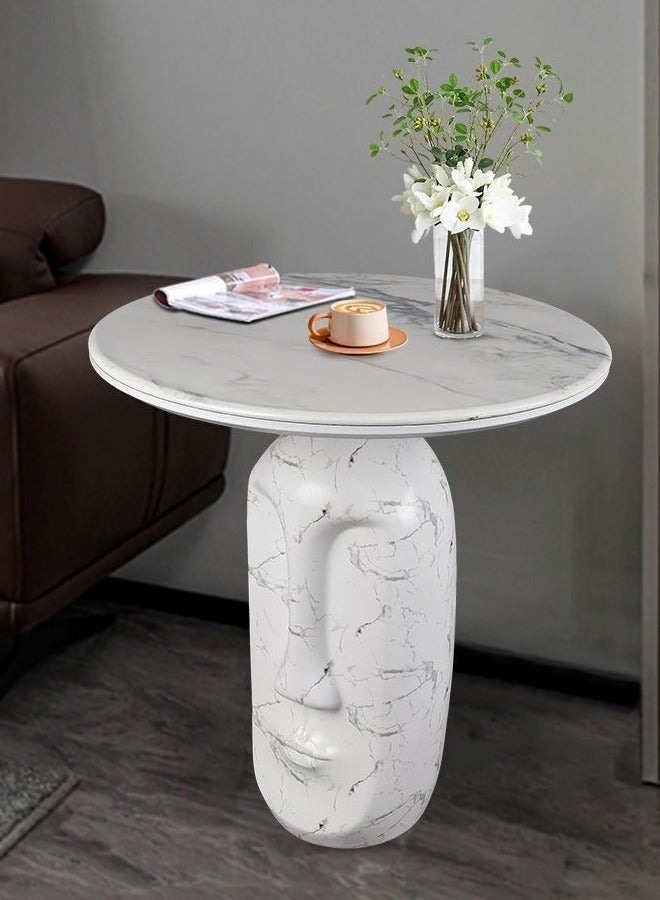 رافين متعددة الأغراض استخدام الفاخرة الوجه النحت قاعدة تصميم طاولة جانبية 3 سم سميكة الراتنج منضدية طاولة القهوة طاولة مركزية لغرفة المعيشة المنزل مكتب 50x57 سم - Image 4