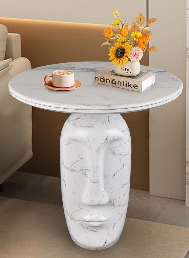 رافين متعددة الأغراض استخدام الفاخرة الوجه النحت قاعدة تصميم طاولة جانبية 3 سم سميكة الراتنج منضدية طاولة القهوة طاولة مركزية لغرفة المعيشة المنزل مكتب 50x57 سم - Image 5