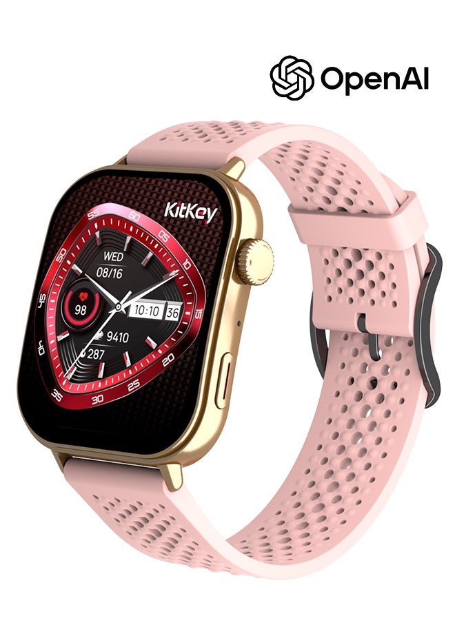 KitKey Korean Brand Smart Watch 6 Pro – Built-in ChatGPT AI Assistant, 2.06" AMOLED Curved Display, AI Dynamic Watch Faces with 3D Sliding UI, Bluetooth Calling, IP68 Waterproof, 120 Sports Modes, Quick-Release Breathable Strap, Zinc Alloy Vacuum-Plated Frame, Compatible with Android and iOS  - Image 1