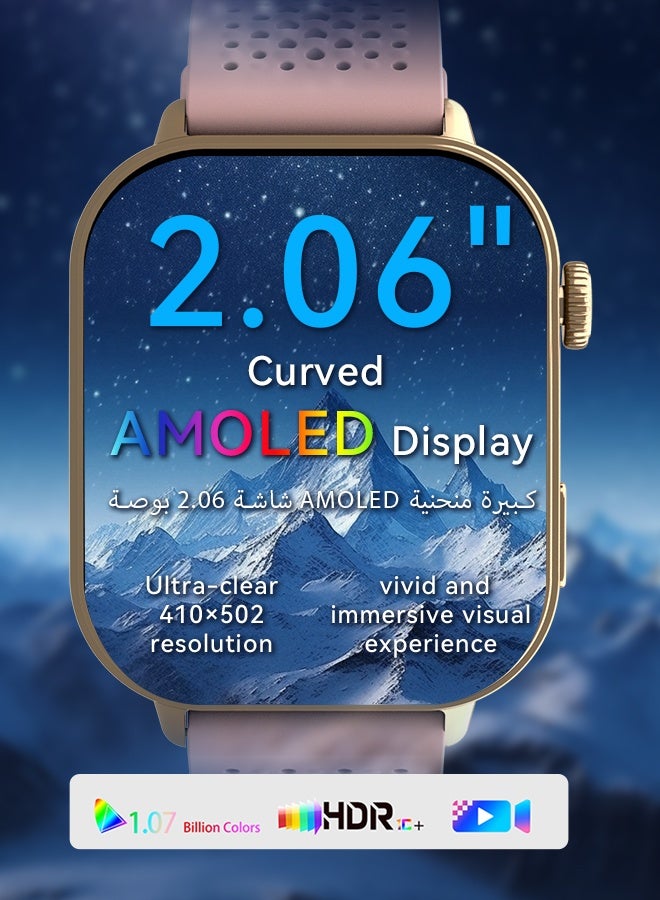 KitKey Korean Brand Smart Watch 6 Pro – Built-in ChatGPT AI Assistant, 2.06" AMOLED Curved Display, AI Dynamic Watch Faces with 3D Sliding UI, Bluetooth Calling, IP68 Waterproof, 120 Sports Modes, Quick-Release Breathable Strap, Zinc Alloy Vacuum-Plated Frame, Compatible with Android and iOS  - Image 3