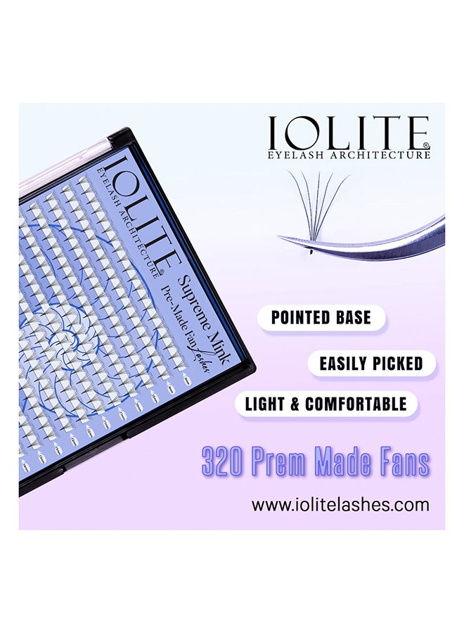 Iolite Eyelash Extensions  320 Premade Fans Lashes -  7D Supreme Mink Pre-Made Fan Lash Extensions – D Curl, 0.5T Mix (8mm-16mm) | Fast Application | Premium Volume, Lightweight & Natural | Salon-Quality for Lash Artists ISMP7DD5T - 13MM - Image 3