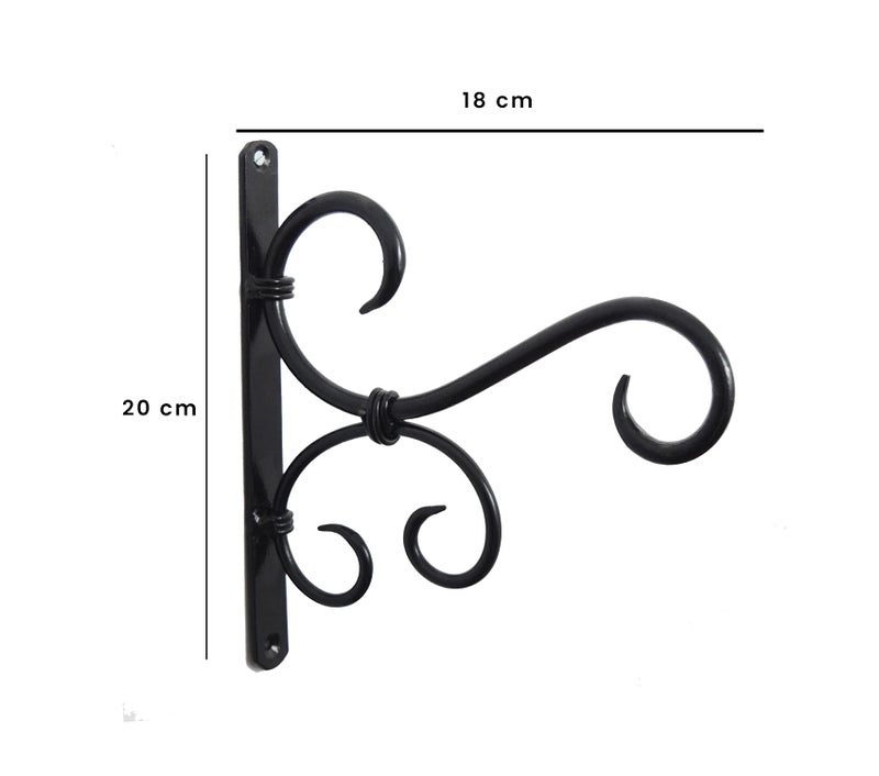 Woodiva Decorative Wall Shelf Brackets – Heavy-Duty Metal Wall Mounts for Shelves, Hanging Plants, Lanterns & Curtain Rods – Rustic Bronze Scroll Design, Indoor & Outdoor Use (Black, Pack of 4) - Image 3
