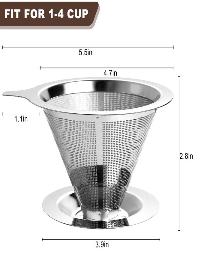 ANNMEXX Upgraded Pour Over Coffee Filter, Coffee Dripper, Paperless Mess Stainless Steel Coffee Filter, Maker One to Two Cup, Keeping Nature Coffee Flavour, Easy to Use and Clean (Large) - Image 2