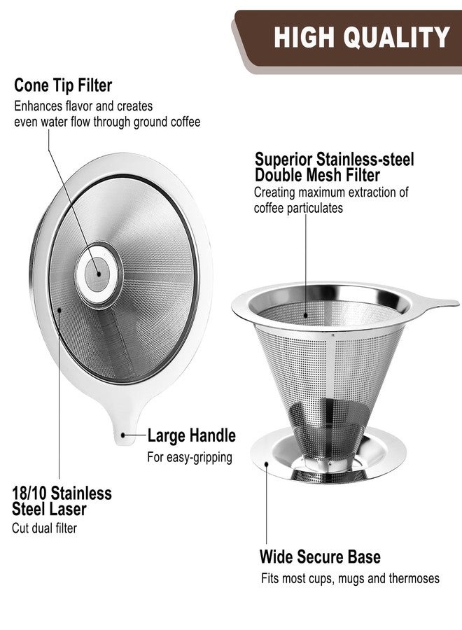 ANNMEXX Upgraded Pour Over Coffee Filter, Coffee Dripper, Paperless Mess Stainless Steel Coffee Filter, Maker One to Two Cup, Keeping Nature Coffee Flavour, Easy to Use and Clean (Large) - Image 4