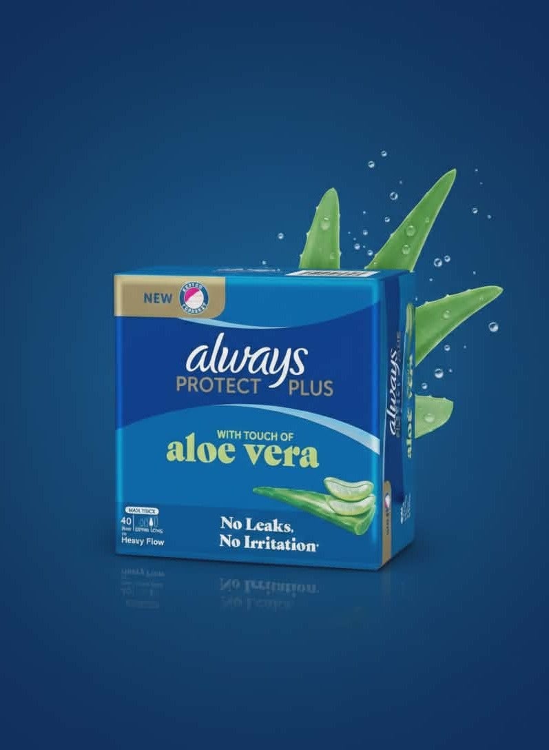 أولويز فوط صحية برو تكت بلس من الويز  - بلمسة الالوفيرا للبريود الثقيلة - 40 فوطة , طويلة جدا - Image 2