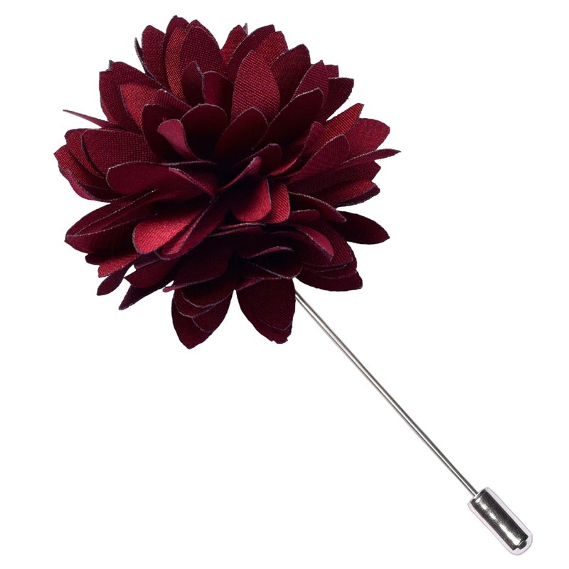 Branduce Wine Burgundy Tie for Men Wedding Solid Satin Silk Blend Necktie Pocket Square Tie Clip and Lapel Pin Brooch Set (TA14-33) - Image 3